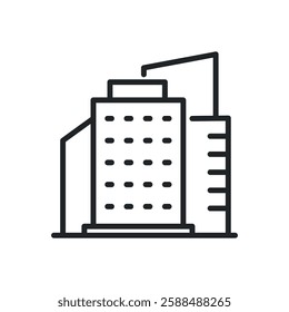 Building thin line icons. Perfect pixel on transparent background