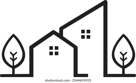 building thin line vector icon. Line icon design of commercial building. City icon outline vector. Map landmark. Urban building