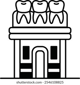 A building with three sets of teeth on it
