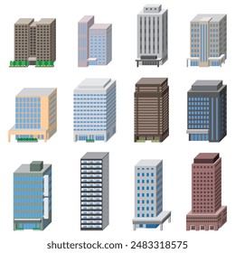 Building three-dimensional vector illustration. Building vector illustration.