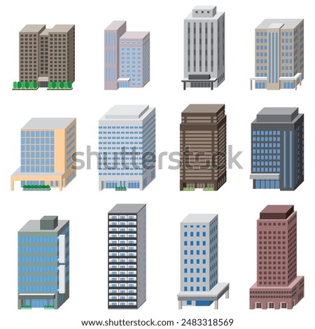 Building three-dimensional vector illustration. Building vector illustration.