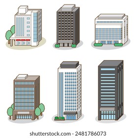 Building three-dimensional vector illustration. Three-dimensional vector illustration of various buildings.