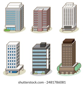 Construyendo Ilustración vectorial tridimensional. Ilustración vectorial tridimensional de varios edificios.