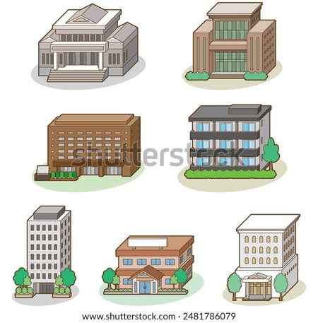 Building three-dimensional vector illustration. Three-dimensional vector illustration of various buildings.