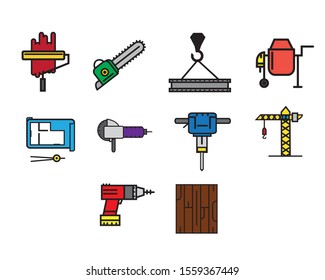 Building tool icon illustrator set
