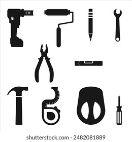 Building tool icons are suitable for digital needs such as Labor Day or similar