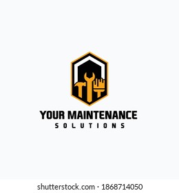 Building tool maintenance logo. Building logo with work tools