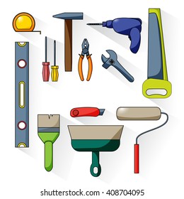 Building tool, set master for repairs, vector