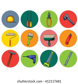 Building tool, set master for repairs, icon vector