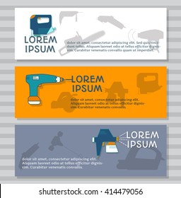 Building tools, banner, business card set