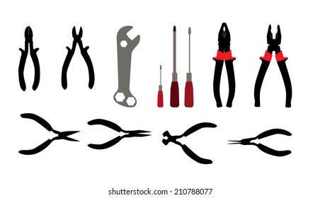 Building tools hammer, screwdriver, tape measure. Vector Illustration EPS10