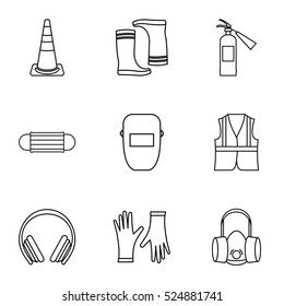 Building tools icons set. Outline illustration of 9 building tools vector icons for web