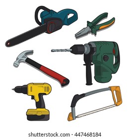 Building tools on a white background