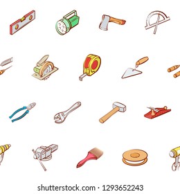Building tools set. Background for printing, design, web. Seamless. Colored.