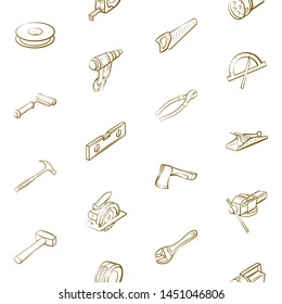 Building tools set. Background for printing, design, web. Usable as icons. Seamless. Binary color.
