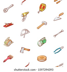 Building tools set. Background for printing, design, web. Usable as icons. Seamless. Colored.