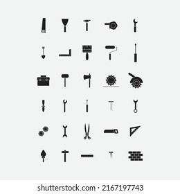 building tools set vector for website symbol icon presentation
