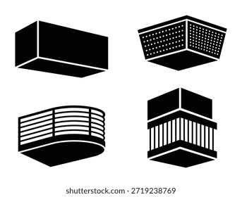 Conjunto de construcción superior de edificios para diseños estructurales arquitectónicos. Diseño de estructuras de edificios como Elementos de construcción urbana y construcción arquitectónica.