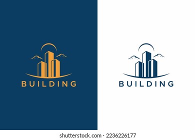 Building Tower Construction Business Property and Real Estate Logo Vintage Concept
