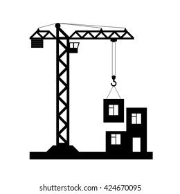 Building Tower crane icon - vector, flat design. Eps 10.