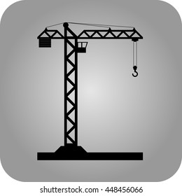 Building Tower Crane Icon - Vector, Flat Design. Eps 10.