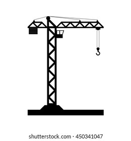 Building Tower Crane Icon - Vector, Flat Design. Eps 10.