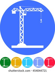Building Tower crane icon - vector, flat design. Eps 10.