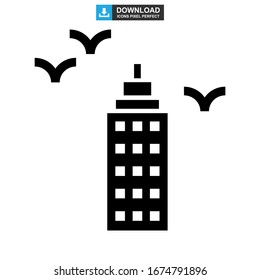 building tower icon or logo isolated sign symbol vector illustration - high quality black style vector icons
