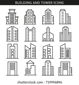 iconos de construcción y torre