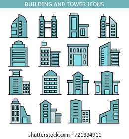 Building Tower Icons Stock Vector (Royalty Free) 721334977 | Shutterstock