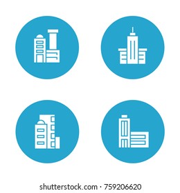 building and tower icons in blue buttons