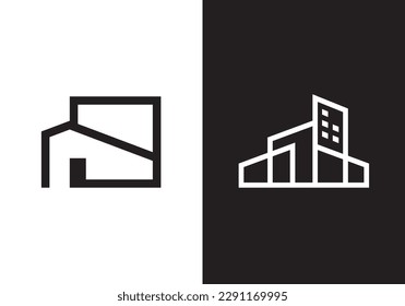 building tower logo design. modern creative linear style symbol vector