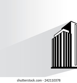 building, tower on white background, flat and shadow theme