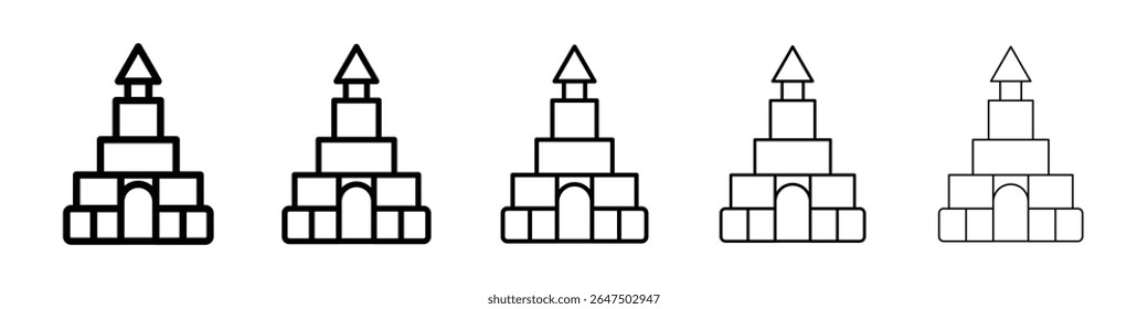 building toy icon graphic set. trendy stroke line style