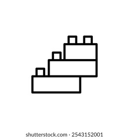 Conjunto de iconos de juguete de construcción. versiones delineadas y rellenas sólidas.