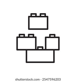 Building toy icon Vector flat thin line illustration