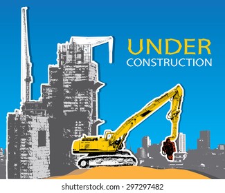 building and tractor under construction industry design