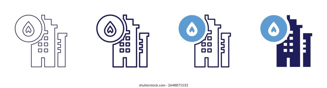 Icono de tráfico de construcción en 4 estilos diferentes. Línea delgada, línea, línea en negrita, duotono. Estilo duotono. Trazo editable.