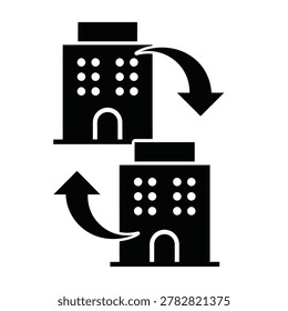 Building Transfer Exchange Icon for Real Estate Transaction Concept