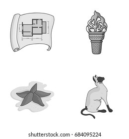 building, travel and other monochrome icon in cartoon style.cooking, animal icons in set collection.