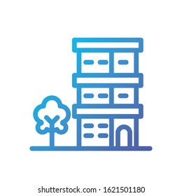 Building and tree design, City architecture urban modern downtown contemporary metropolis exterior and construction theme Vector illustration
