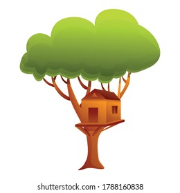 Building tree house icon. Cartoon of building tree house vector icon for web design isolated on white background