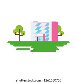building with trees in the landscape