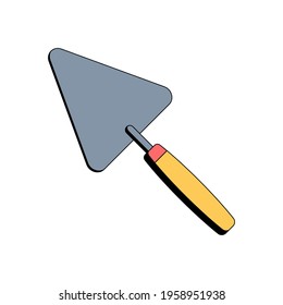 Building trowel. Construction tool. Bricklayer equipment. Vector illustration in flat style on white isolated background. Icon.