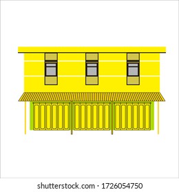 building two floor window and rolling door vector design