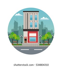 building twon store facade stamp