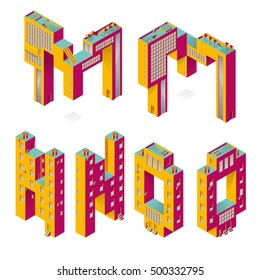 BUILDING TYPES.
ISOMETRIC ALPHABET.