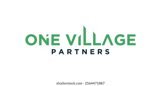 Building typography logo and company name, negative space logo number 1. Simple logo, icon, illustration, symbol, vector.