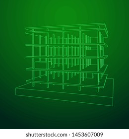 Building under construction. Build house construct in process. Wireframe low poly mesh vector illustration