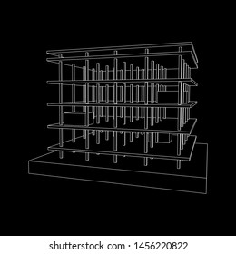 Building under construction. Build house construct in process. Wireframe low poly mesh vector illustration